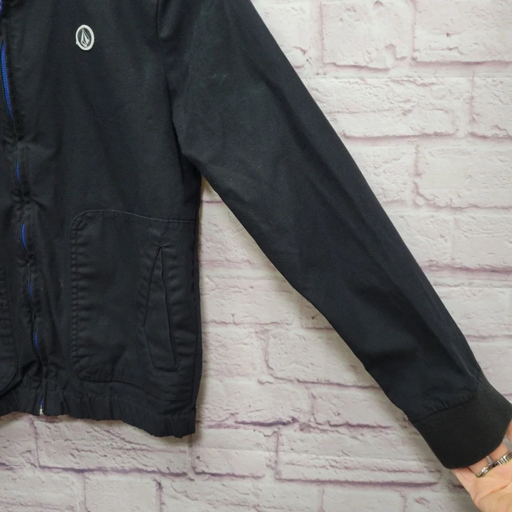 Y2K Volcom Youth Size M‎ Black Bomber Jacket Skater Grunge Zip Casual Streetwear